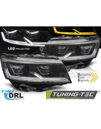 Fari Anteriori Luci Diurne DRL LED Nero per Volkswagen Transporter T6.1 2020-2024 (Cod. TT-LPVWX9)