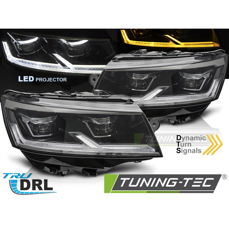 Fari Anteriori Luci Diurne DRL LED Nero per Volkswagen Transporter T6.1 2020-2024 (Cod. TT-LPVWX9)