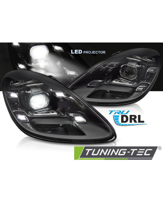 Fari Anteriori LED Nero per Porsche Boxster Cayman 718 Dal 2016 (Cod. TT-LPPO14)