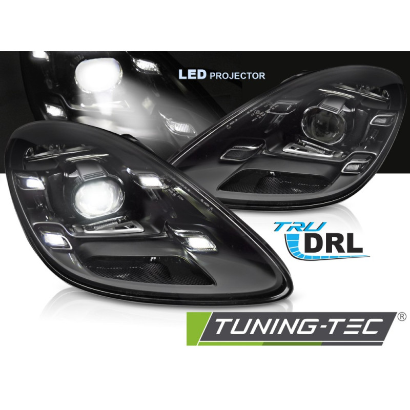 Fari Anteriori LED Nero per Porsche Boxster Cayman 718 Dal 2016 (Cod. TT-LPPO14)