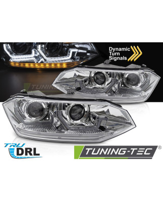 Fari Anteriori con Luci Diurne Luci Diurne DRL LED Cromato per Volkswagen Polo Vi 2G Seq 2017-2021 (