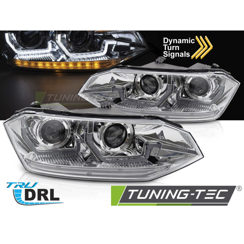 Fari Anteriori con Luci Diurne Luci Diurne DRL LED Cromato per Volkswagen Polo Vi 2G Seq 2017-2021 (