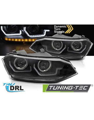Fari Anteriori con Luci Diurne Luci Diurne DRL LED Nero per Volkswagen Polo Vi 2G Seq 2017-2021 (Cod