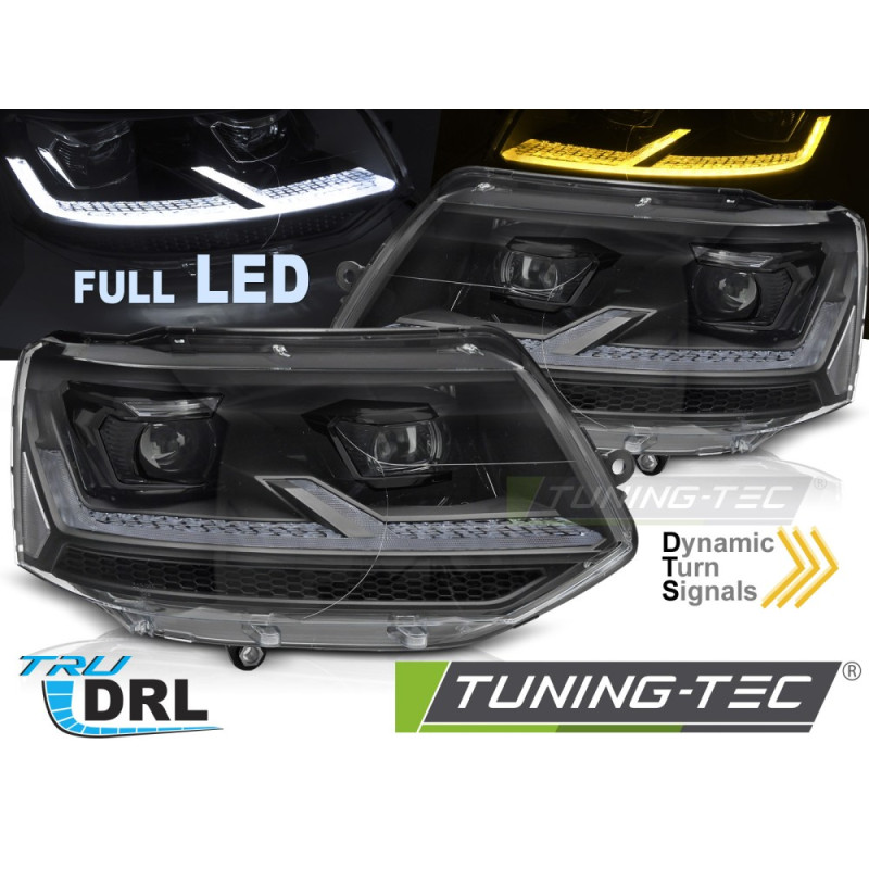 Fari Anteriori Luci Diurne DRL LED Nero per Volkswagen T5.1 2010-2015 (Cod. TT-LPVX32)