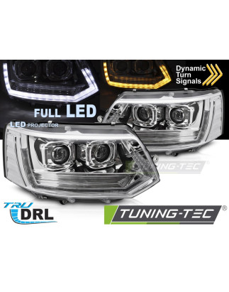 Fari Anteriori Luci Diurne DRL LED Cromato per Volkswagen T5 2010-2015 (Cod. TT-LPVWY7)