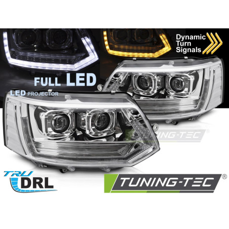 Fari Anteriori Luci Diurne DRL LED Cromato per Volkswagen T5 2010-2015 (Cod. TT-LPVWY7)
