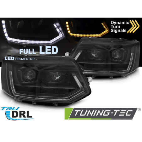 Fari Anteriori Luci Diurne DRL LED Nero per Volkswagen T5 2010-2015 (Cod. TT-LPVWY8)