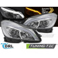 Fari Anteriori Luci Diurne DRL LED Cromato per Mercedes-Benz W204 2011-2014 (Cod. TT-LPMEF2)
