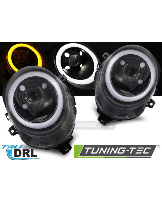Fari Anteriori Luci Diurne DRL Nero Lucido Nero per Mini Cooper F55/F56/F57 2014-2017 (Cod. TT-LPMC2