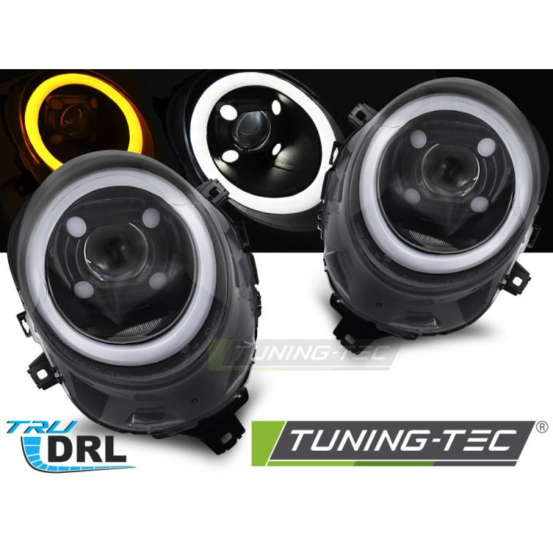 Fari Anteriori Luci Diurne DRL Nero Lucido Nero per Mini Cooper F55/F56/F57 2014-2017 (Cod. TT-LPMC2