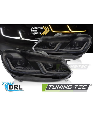 Fari Anteriori Luci Diurne DRL LED Nero per Volkswagen Golf Vi 2008-2012 (Cod. TT-LPVWZ8)