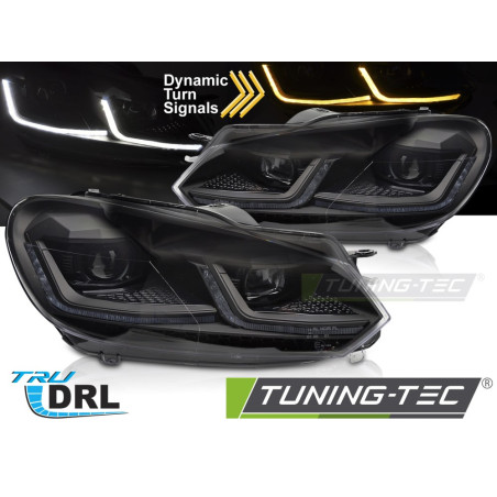 Fari Anteriori Luci Diurne DRL LED Nero per Volkswagen Golf Vi 2008-2012 (Cod. TT-LPVWZ8)