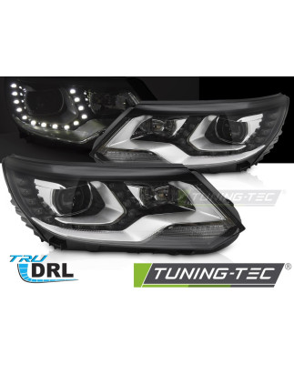 Fari Anteriori Luci Diurne DRL LED Nero per Volkswagen Tiguan I 2011-2015 (Cod. TT-LPVX23)
