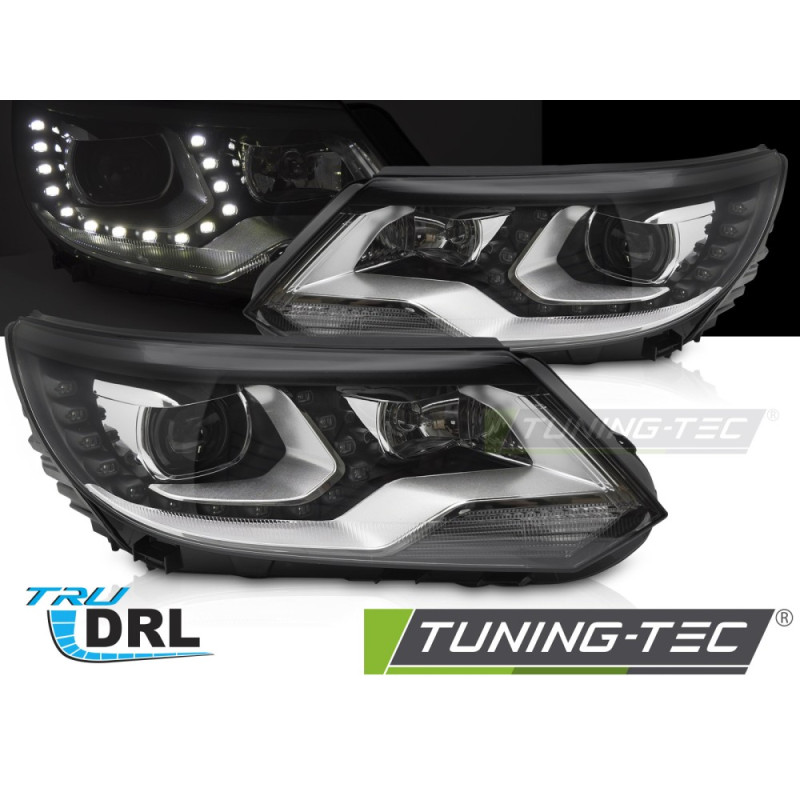 Fari Anteriori Luci Diurne DRL LED Nero per Volkswagen Tiguan I 2011-2015 (Cod. TT-LPVX23)