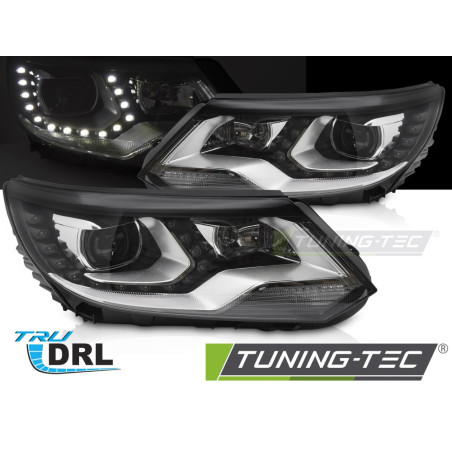 Fari Anteriori Luci Diurne DRL LED Nero per Volkswagen Tiguan I 2011-2015 (Cod. TT-LPVX23)