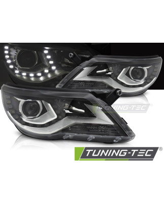 Fari Anteriori Luci Diurne Nero per Volkswagen Tiguan I 2007-2011 (Cod. TT-LPVX22)