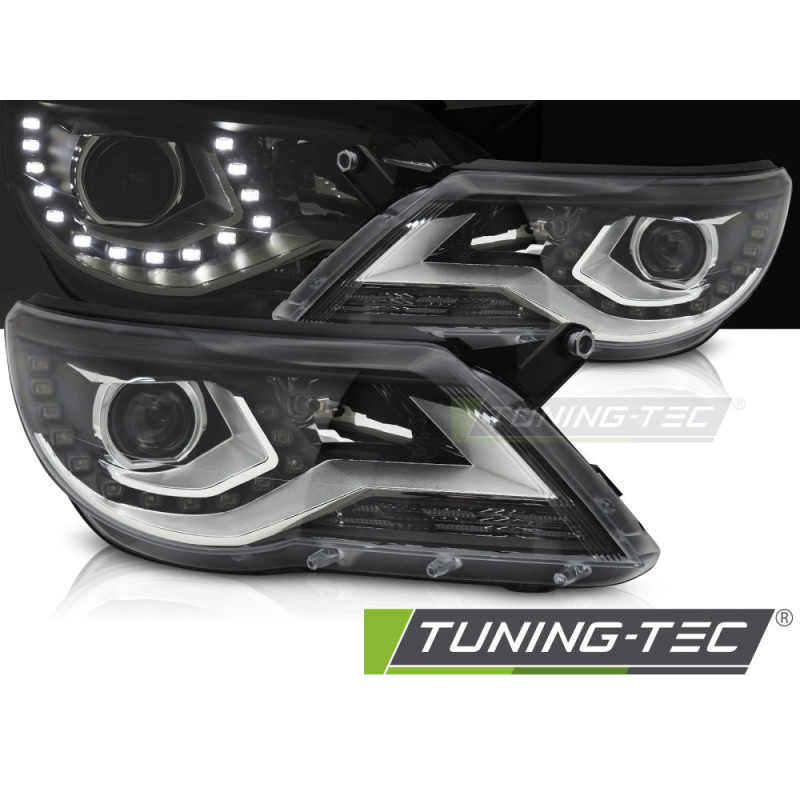 Fari Anteriori Luci Diurne Nero per Volkswagen Tiguan I 2007-2011 (Cod. TT-LPVX22)