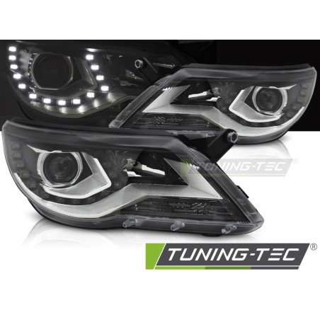 Fari Anteriori Luci Diurne Nero per Volkswagen Tiguan I 2007-2011 (Cod. TT-LPVX22)