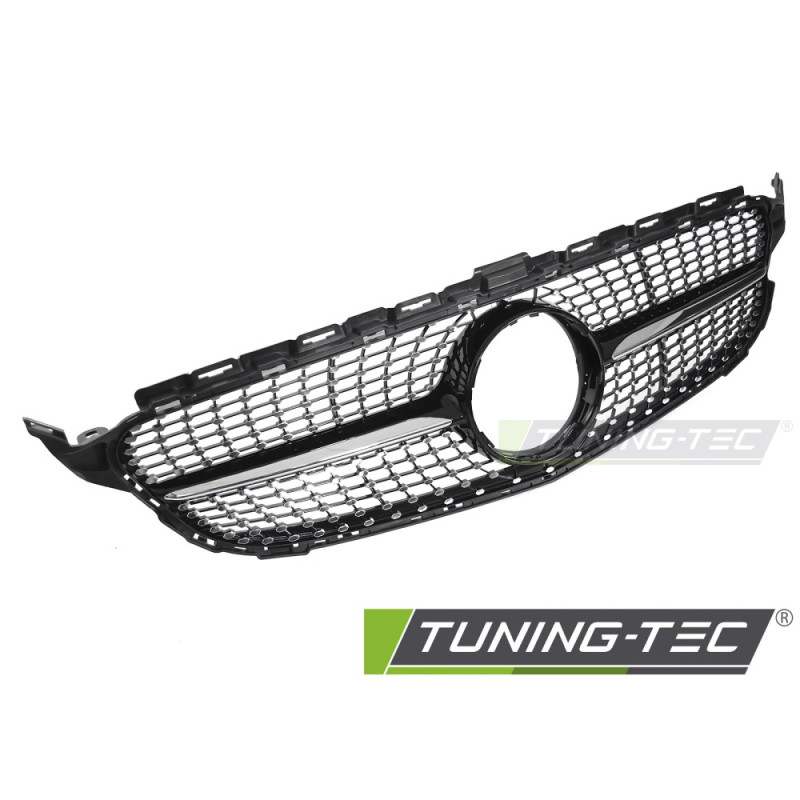 Griglia Frontale Cromato Nero per Mercedes-Benz W205 /s205 14-18/C205 15-18/A205 16-18 2014-2018 (Co