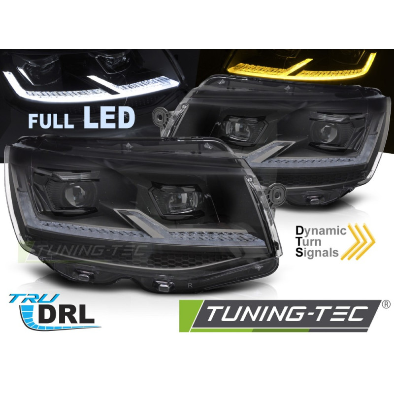 Fari Anteriori Luci Diurne DRL LED Nero per Volkswagen Transporter T6 2015-2019 (Cod. TT-LPVX36)