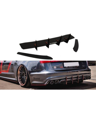 DIFFUSORE POSTERIORE & Splitters posteriori laterali Audi S6 C7 FL (Cod. M-AU-S6-C7-AV-CNC-RS1A)