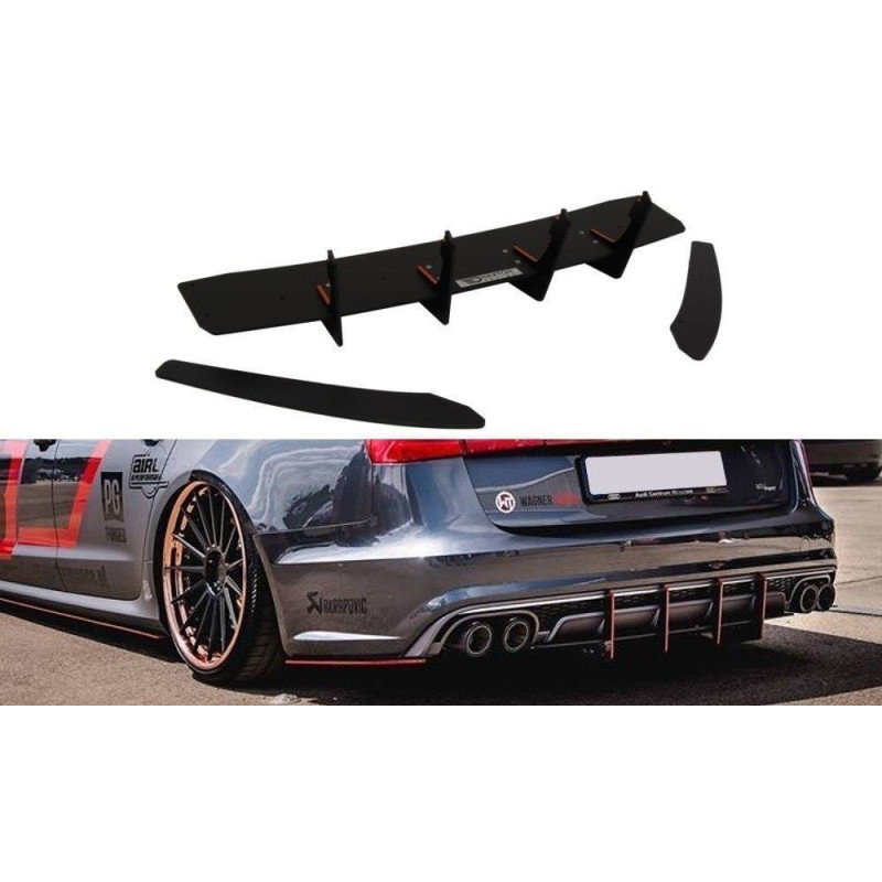 DIFFUSORE POSTERIORE & Splitters posteriori laterali Audi S6 C7 FL (Cod. M-AU-S6-C7-AV-CNC-RS1A)