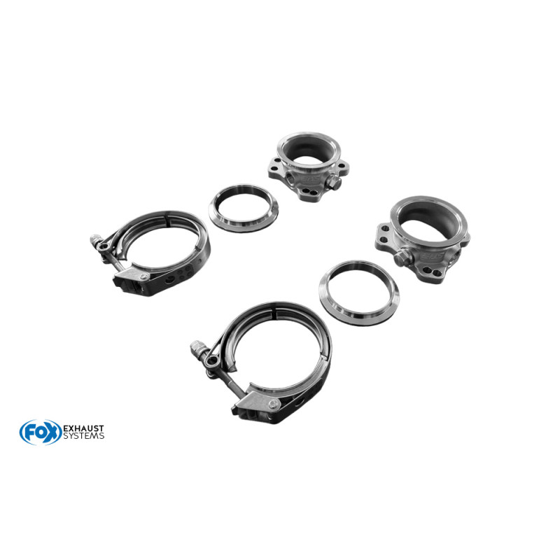 Y-tubo V-band set 76mm con clamps per K04 e K06 Lader Con (Cod. F-UNI-VBD-76-RS4)