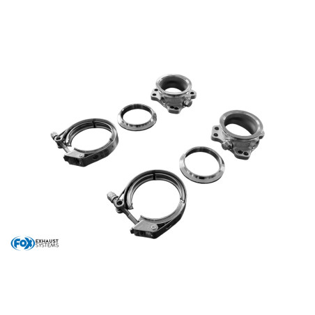 Y-tubo V-band set 76mm con clamps per K04 e K06 Lader Con (Cod. F-UNI-VBD-76-RS4)