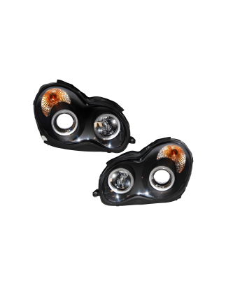 Fari Anteriori Angel Eyes Mercedes W203 2001-2007 Black (Cod. E-FAME040)
