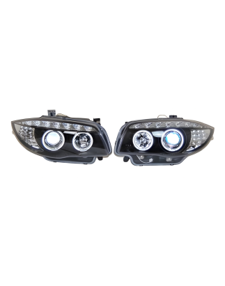Fari Anteriori A Led BMW E87 07-11 Black, Intermitente Led (Cod. E-FAB0120)
