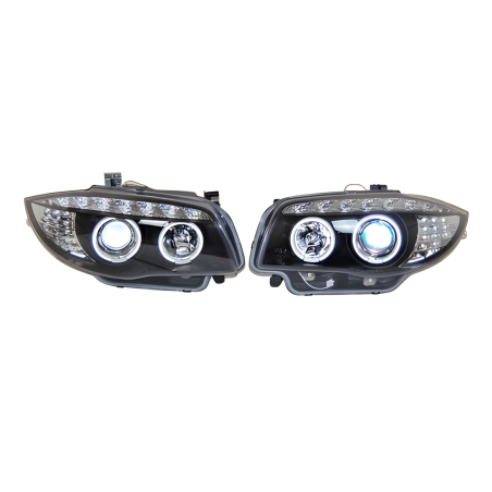 Fari Anteriori A Led BMW E87 07-11 Black, Intermitente Led (Cod. E-FAB0120)