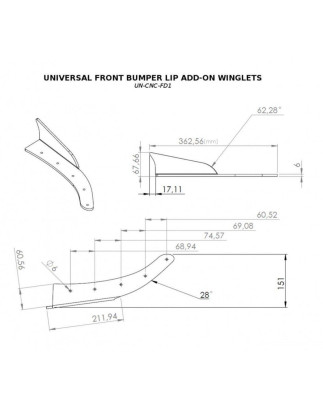 UNIVERSAL paraurti anteriore LIP ADD-ON WINGLETS (Cod. M-UN-CNC-FD1A)