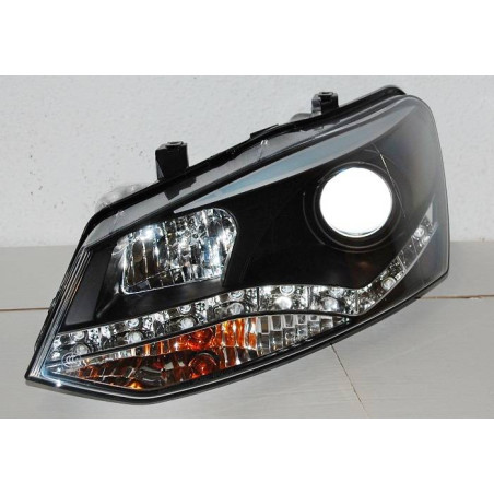Fari Day Light Volkswagen Polo '10, Black (Cod. E-FAW101)