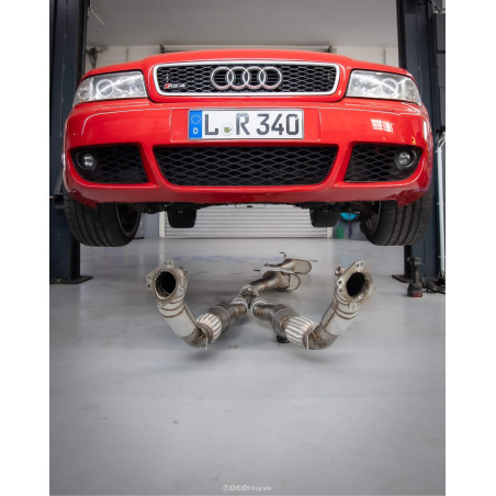 Audi S4/RS4 B5 Downpipe 76mm con ECE approved HJS catalyst (Cod. F-AU060140-DP1)