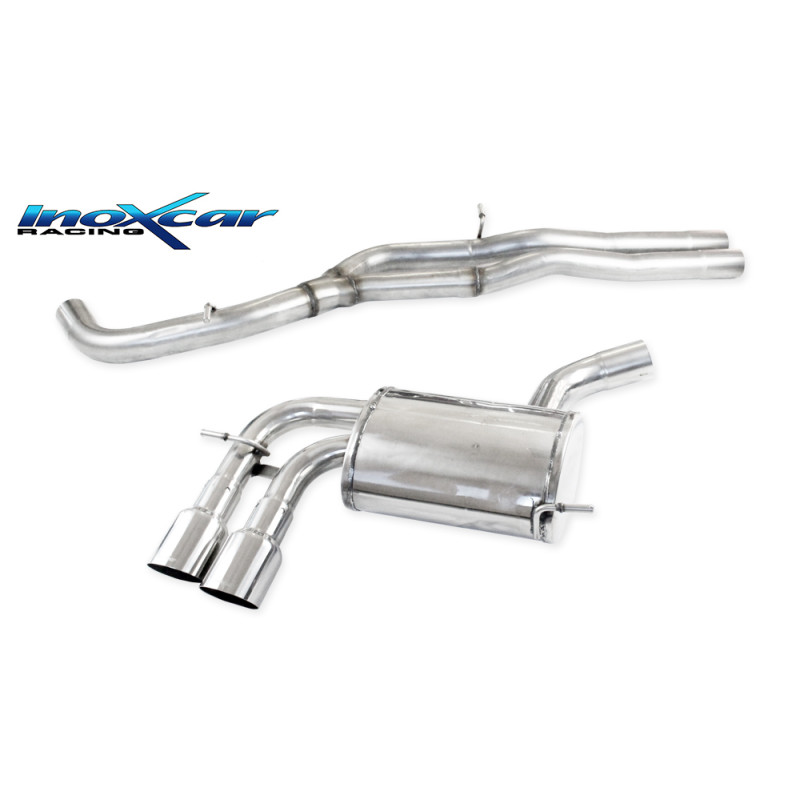Tubo centrale diretto + posteriore con uscita doppia diam. 90 RACING AUDI - 2011 340CV A3 S3 RS3 (ty