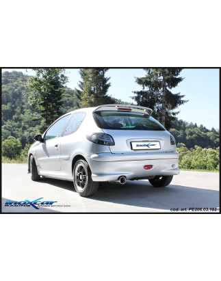 Posteriore con uscita singola diam. 90 RALLY PEUGEOT 206 1.6 - 2000 88CV (Cod. I-PE206.03.90RA)