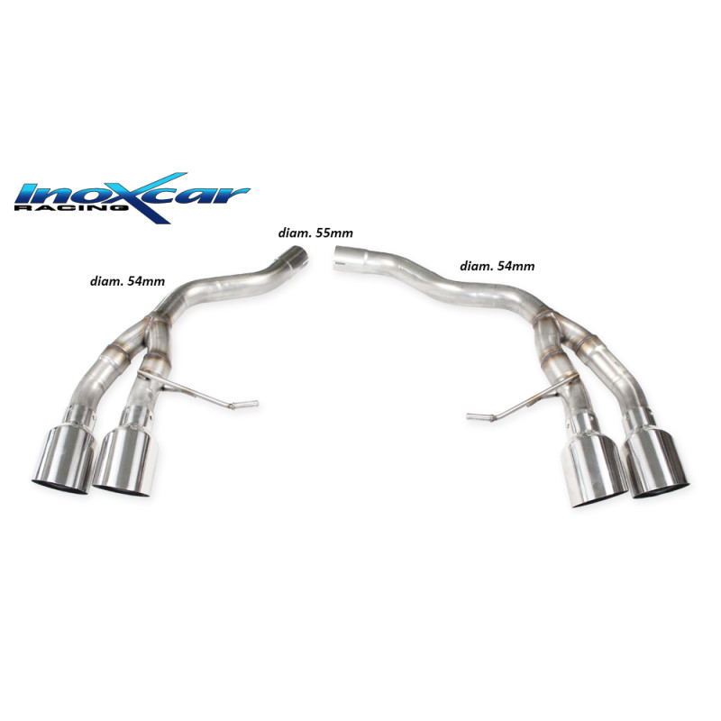 Posteriore senza silenziatore con uscita 2 x diam. 100 RACING DX+SX PORSCHE MACAN 2.0 TFSI - 2019-20