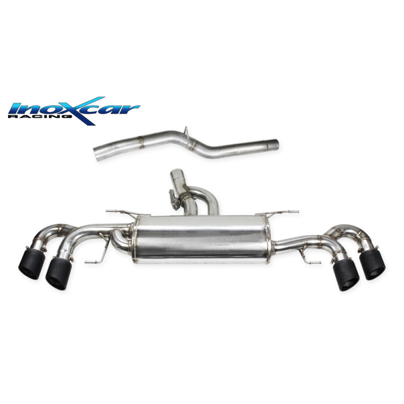 Terminale silenziato con uscita 2 x diam. 100 X-RACE BLACK MATT DX+SX e Valvola montaggio motorino e