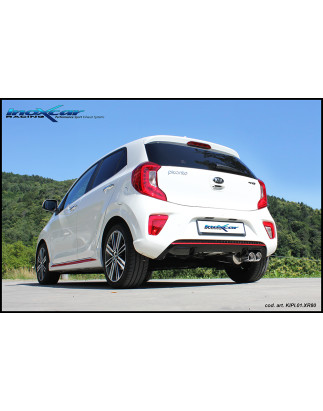 Terminale silenziato con uscita 2 x diam. 80 X-RACE KIA PICANTO GT-LINE 1.0 TGDI – 2018 100CV (Cod