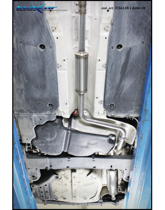 Posteriore silenziato con uscita 2 x diam. 70 RACINGMontaggio esclusivo su paraurti originale A1 40T