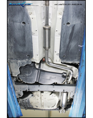 Posteriore silenziato con uscita 2 x diam. 70 RACINGMontaggio esclusivo su paraurti originale A1 40T