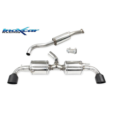 Tubo centrale silenziato e Adattatore Posteriore 2 silenziatori con uscita diam. 100 RACING BLACK CE