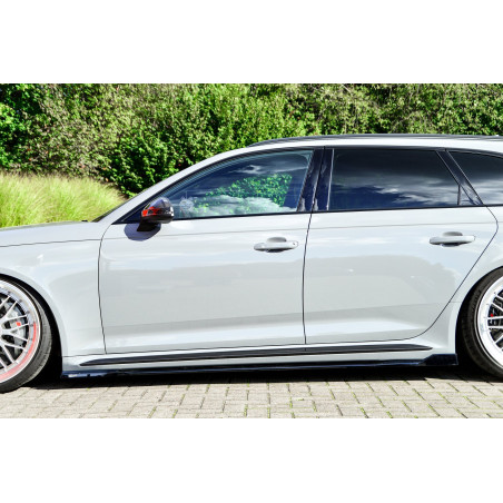 Set minigonne sottoporta con flaps posteriori Audi RS4 B9 Avant (Cod. IN-INE-370050CRSWH-ABS)