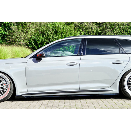 Set minigonne sottoporta con flaps anteriori Audi RS4 B9 Avant (Cod. IN-INE-370050CRSWV-ABS-G)