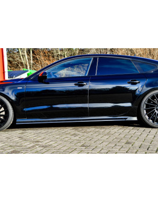 Set minigonne sottoporta con flaps posteriori  Audi A7 4G C7 Facelift (Cod. IN-INE-410050B-ABS(WH)-C