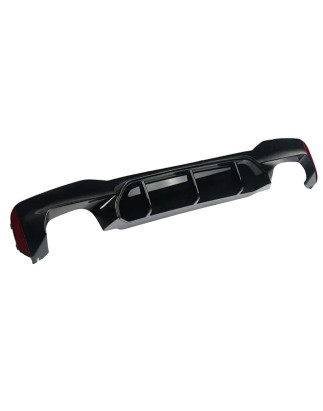 BMW 5 G30 G31 G38 2017-2024  Diffusore paraurti posteriore nero lucido (Cod. S-DIF-BM5-G30G31-ABS-02