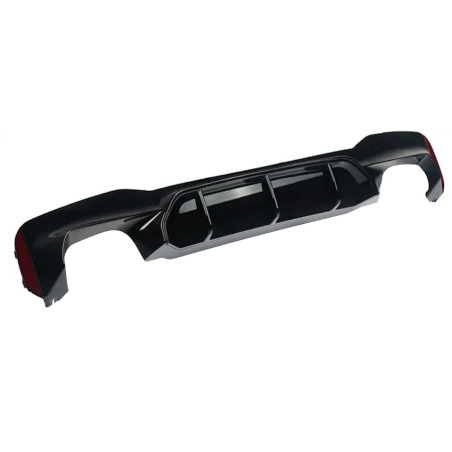 BMW 5 G30 G31 G38 2017-2024  Diffusore paraurti posteriore nero lucido (Cod. S-DIF-BM5-G30G31-ABS-02