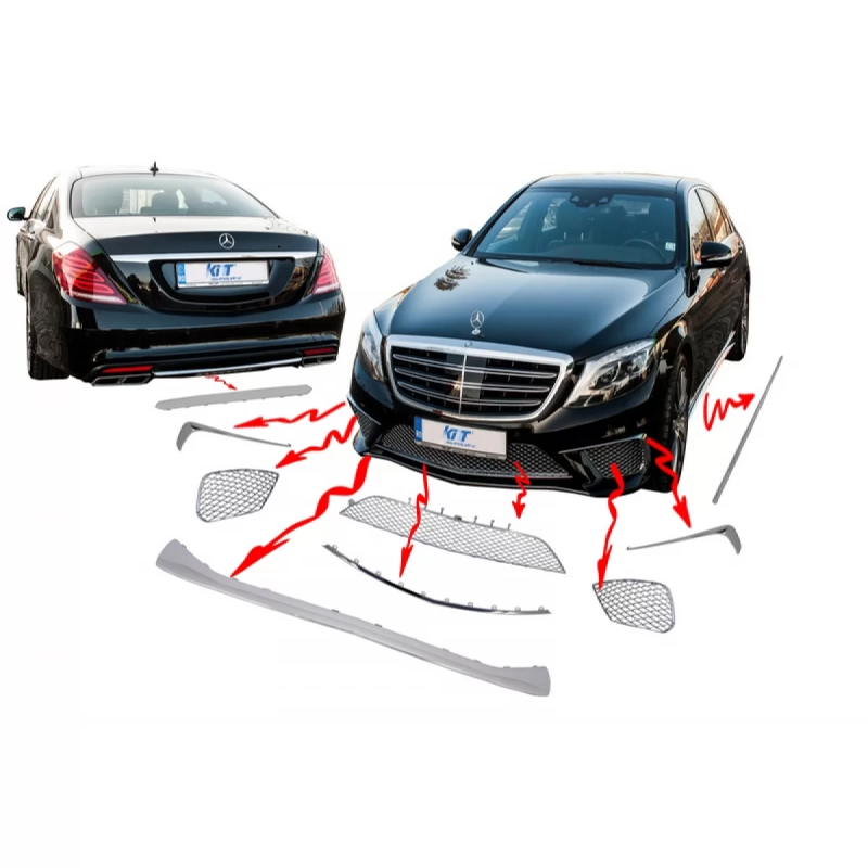 Kit carrozzeria Package Ornaments cromato Moldings compatibile con Mercedes S-Classe W222 (2013-in p