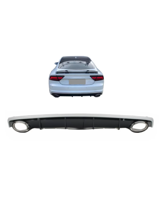 Paraurti posteriore Spoiler Diffusore con Terminali di scarico compatibile con Audi A7 4G Facelift (