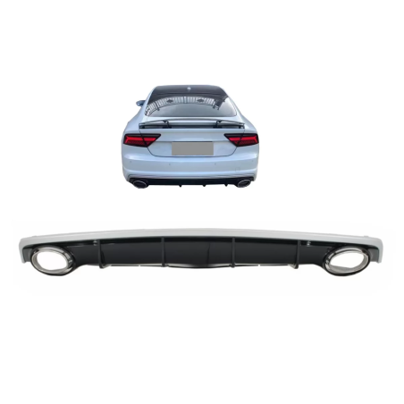 Paraurti posteriore Spoiler Diffusore con Terminali di scarico compatibile con Audi A7 4G Facelift (